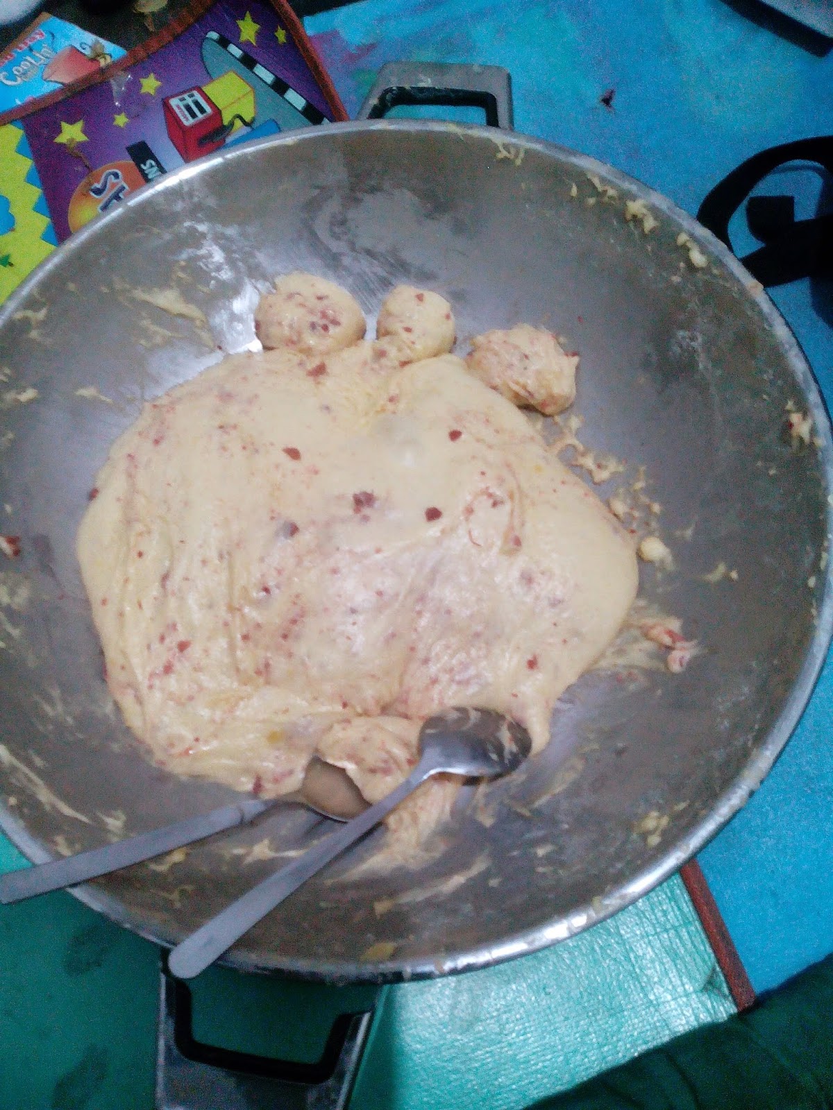 resep roti kentang kornet adonan siap di goreng