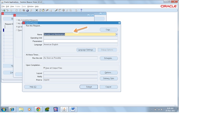 My Oracle World Security List Maintenance Concurrent Program In Oracle 