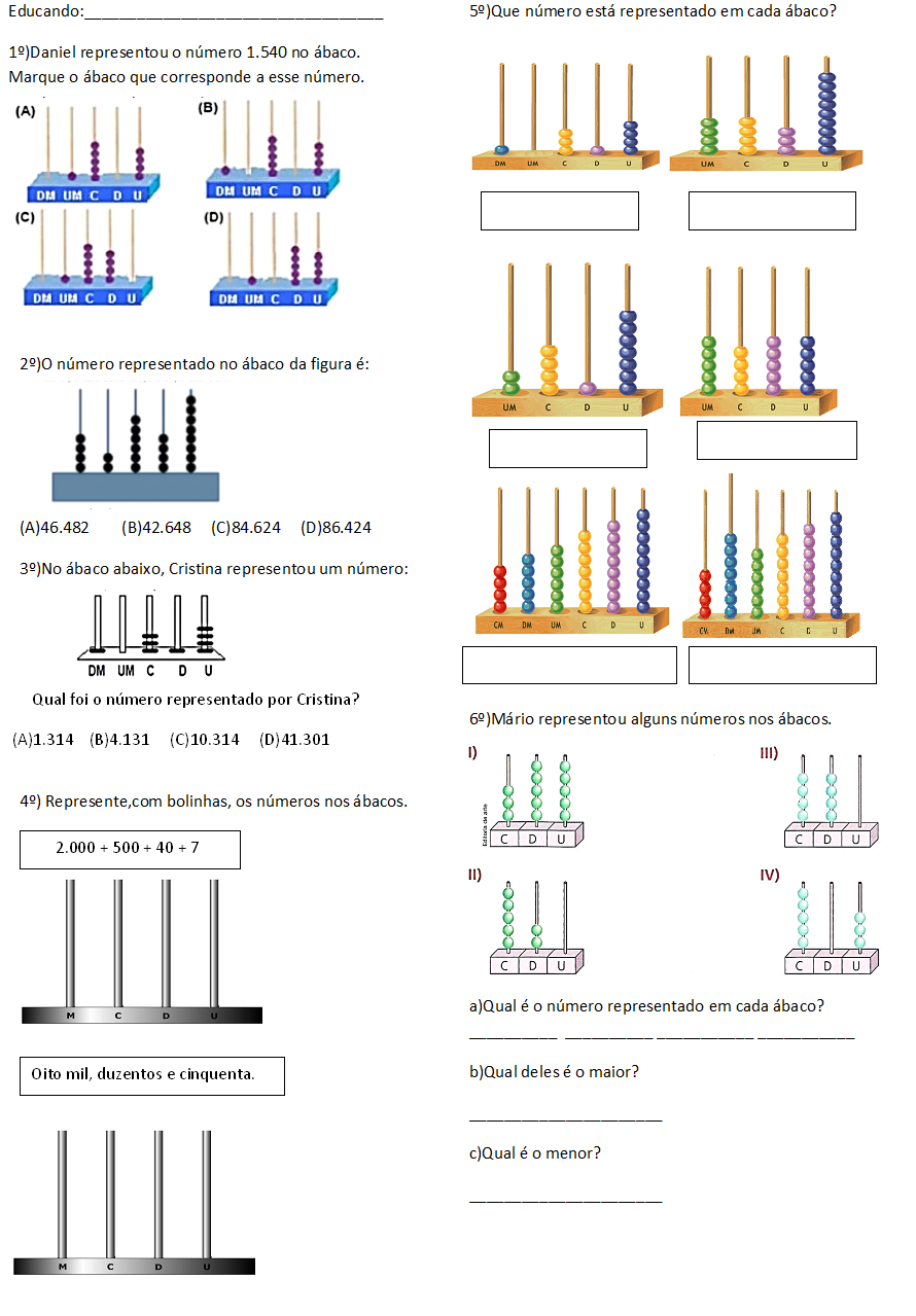 BEL CARDOZO: ATIVIDADE COM ÁBACO