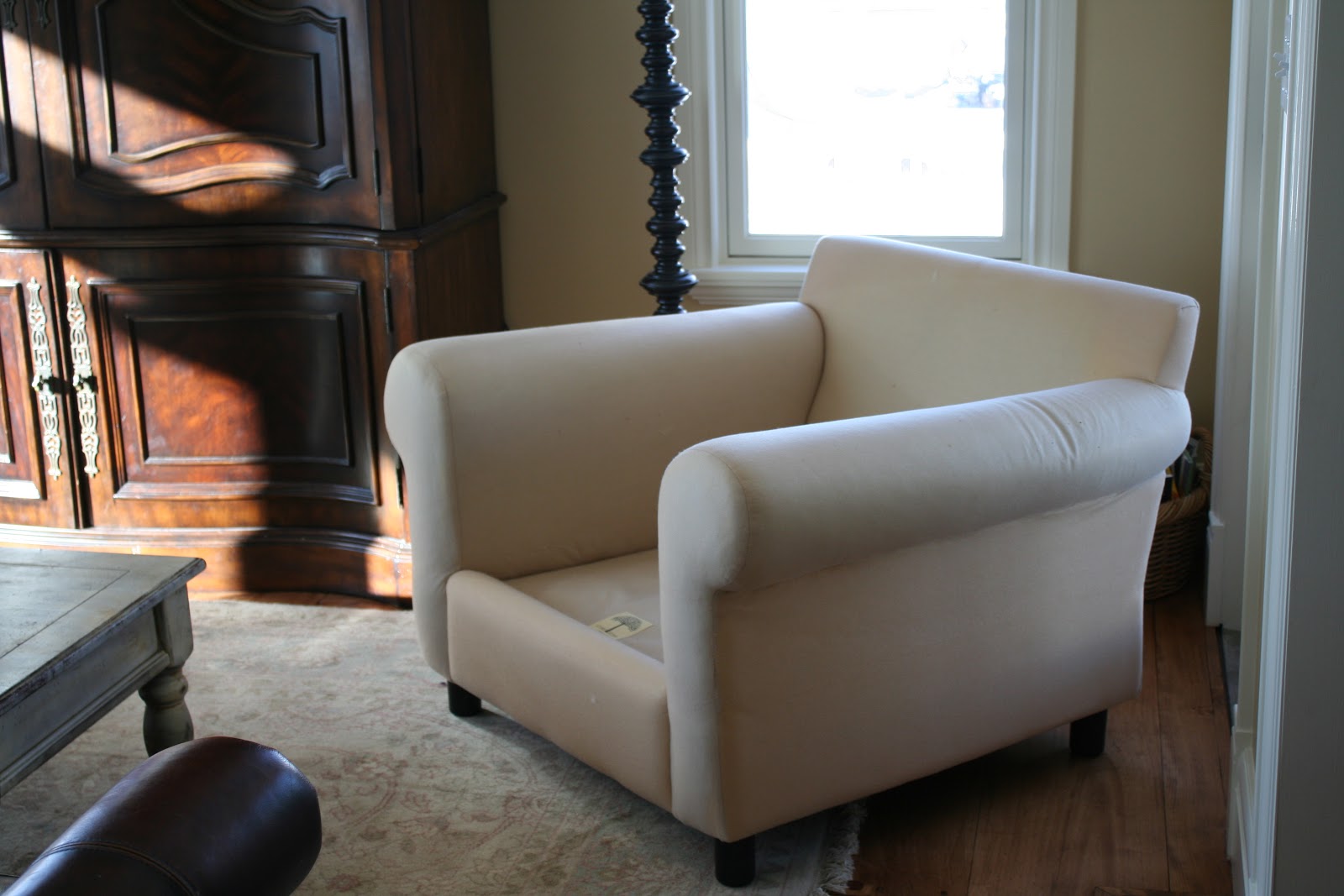 Custom Slipcovers by Shelley Cream Linen Loveseat and Chair