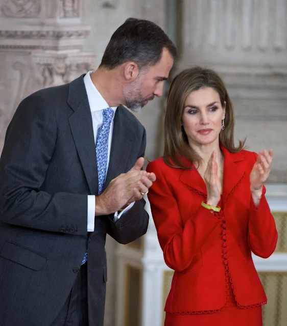 King Felipe VI of Spain and Queen Letizia of Spain attend the 2014 Investigation National Awards