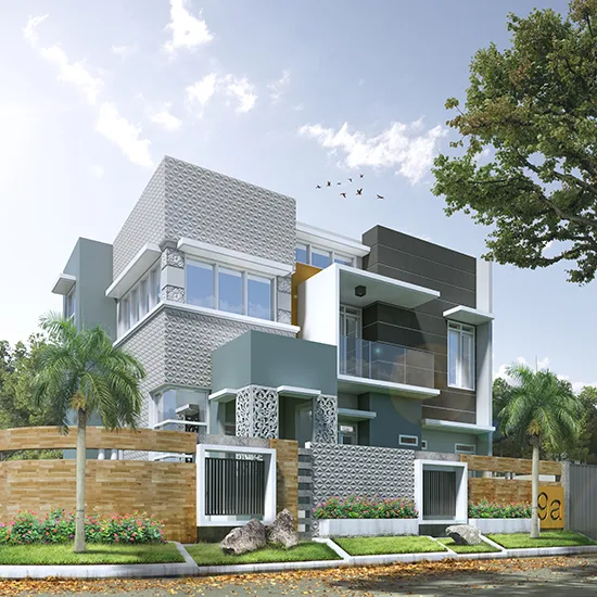 Lingkar Warna Desain Rumah Sudut Minimalis Ukuran 14x18 Meter 5