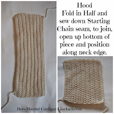 Free Crochet Pattern for Boys Hooded Sweater button front Cardigan