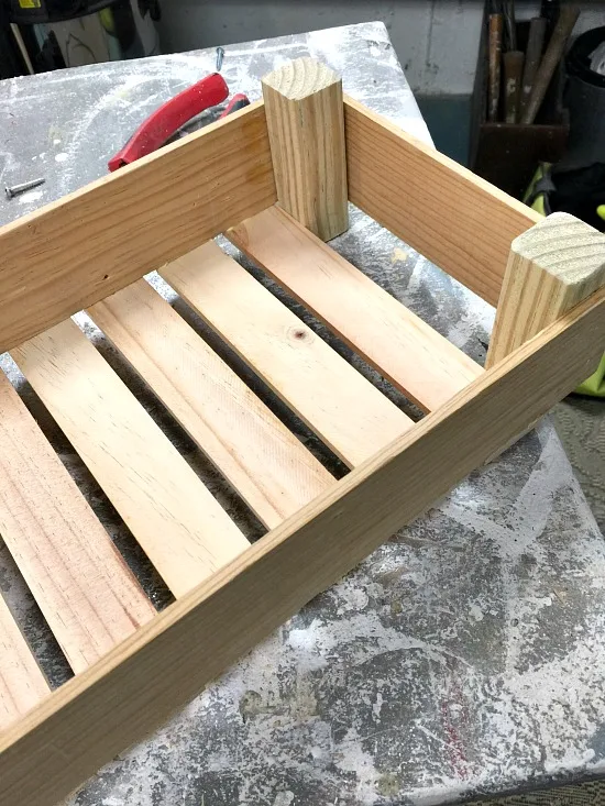 Wooden crate in workshop