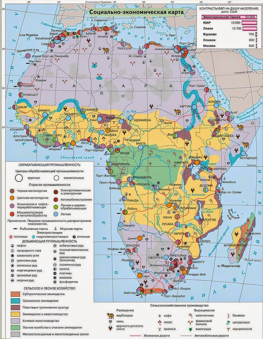 Специализация восточной африки. Социально-экономическая карта Африки. Экономическая карта Африки. Экономическая карта Африки 11 класс атлас. Экономическая карта Северной Африки.