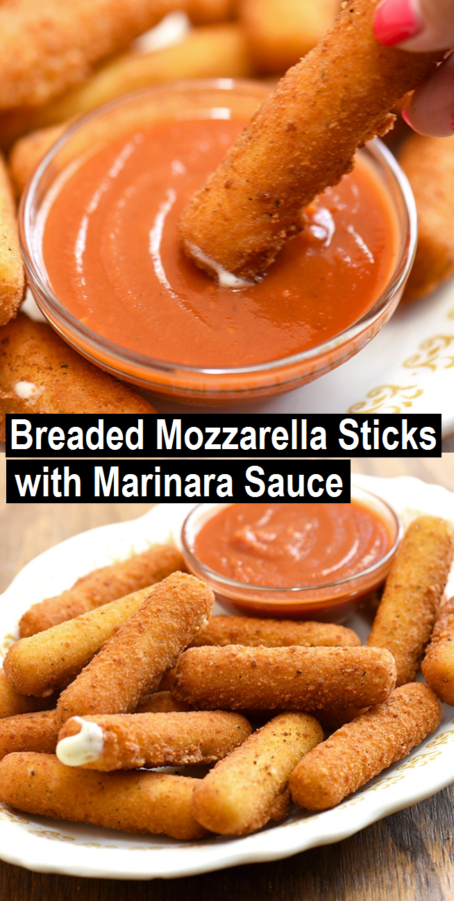 Breaded Mozzarella Sticks with Marinara Sauce