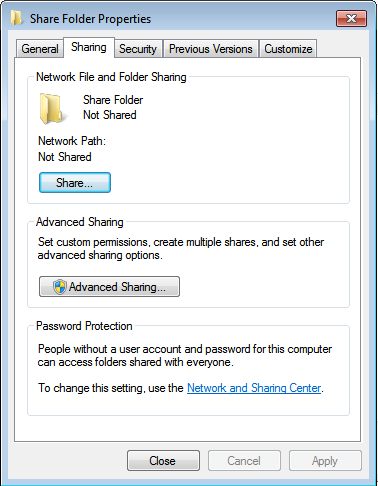 cara sharing folder windows 7