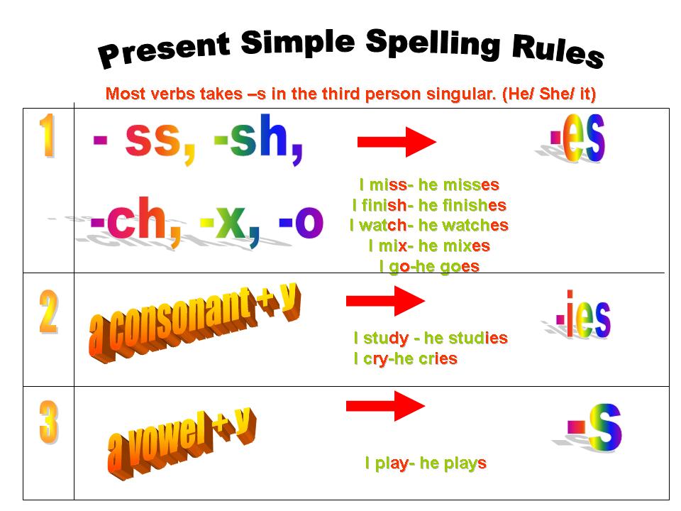 write these verbs in the third person singular
