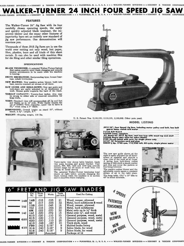 Machine ID'd Walker Turner 24" Scroll/Jig Saw J915 Ozark Tool