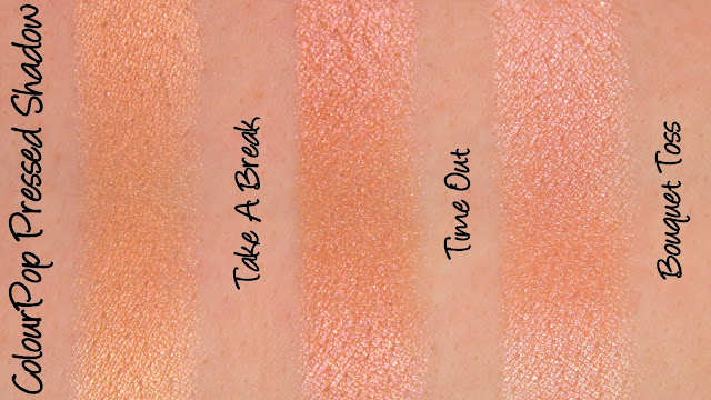 ColourPop Pressed Shadows - Take A Break, Time Out, Bouquet Toss Swatches & Review