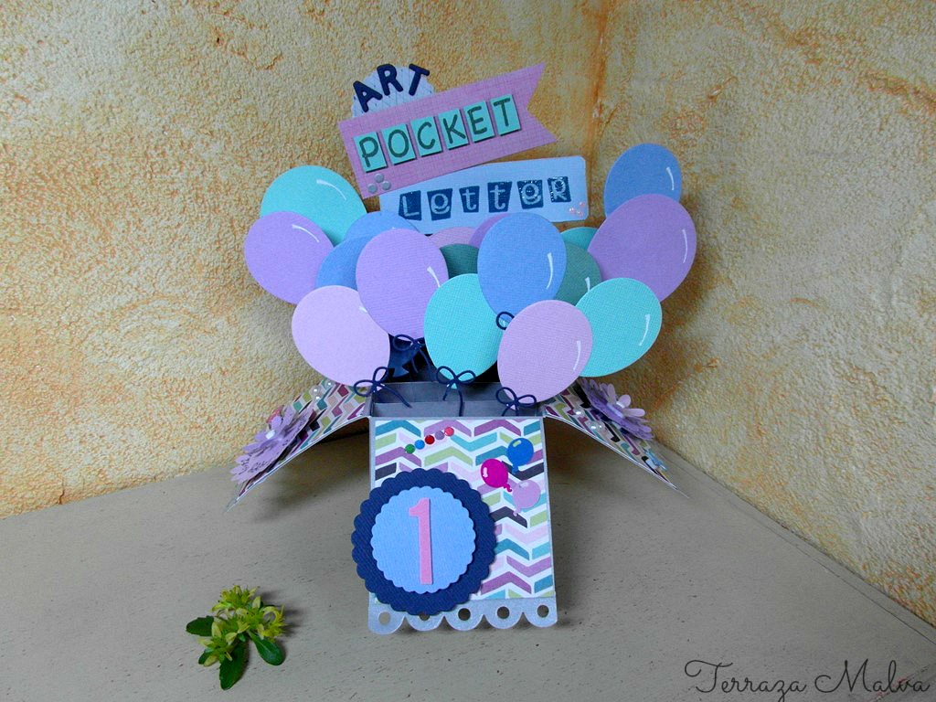 Stanzschablone//cutting esto sorpresa box caja con globos para Big Shot
