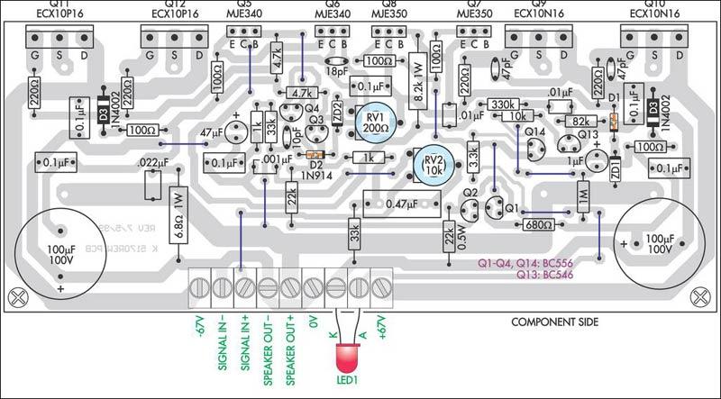 200W MOSFET Power Amplifier - Electronic Circuit