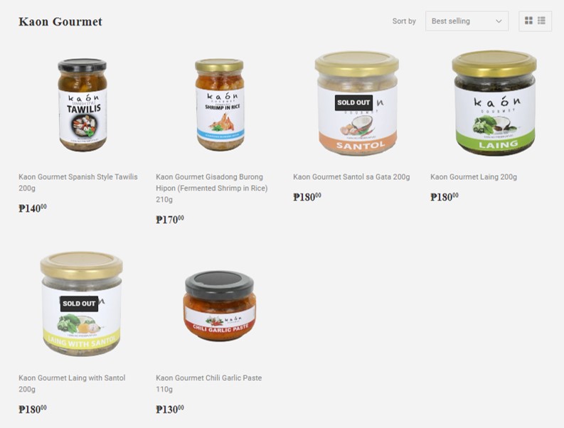 Kaon Gourmet food products being sold at Foodsource PH