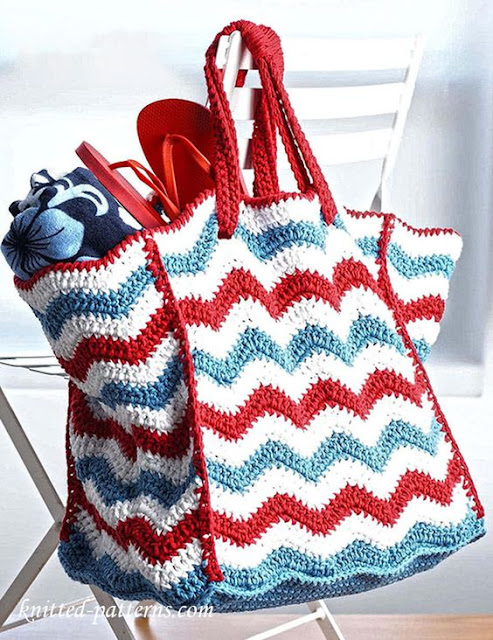 Stripey Beach bag crochet bag