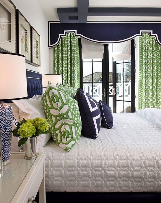 California Dream Beach House With Navy, White, and Green Decor and