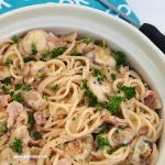 Creamy Bacon and Mushroom Spaghetti 20 Minutes is all you need to get this pasta dinner on the table !