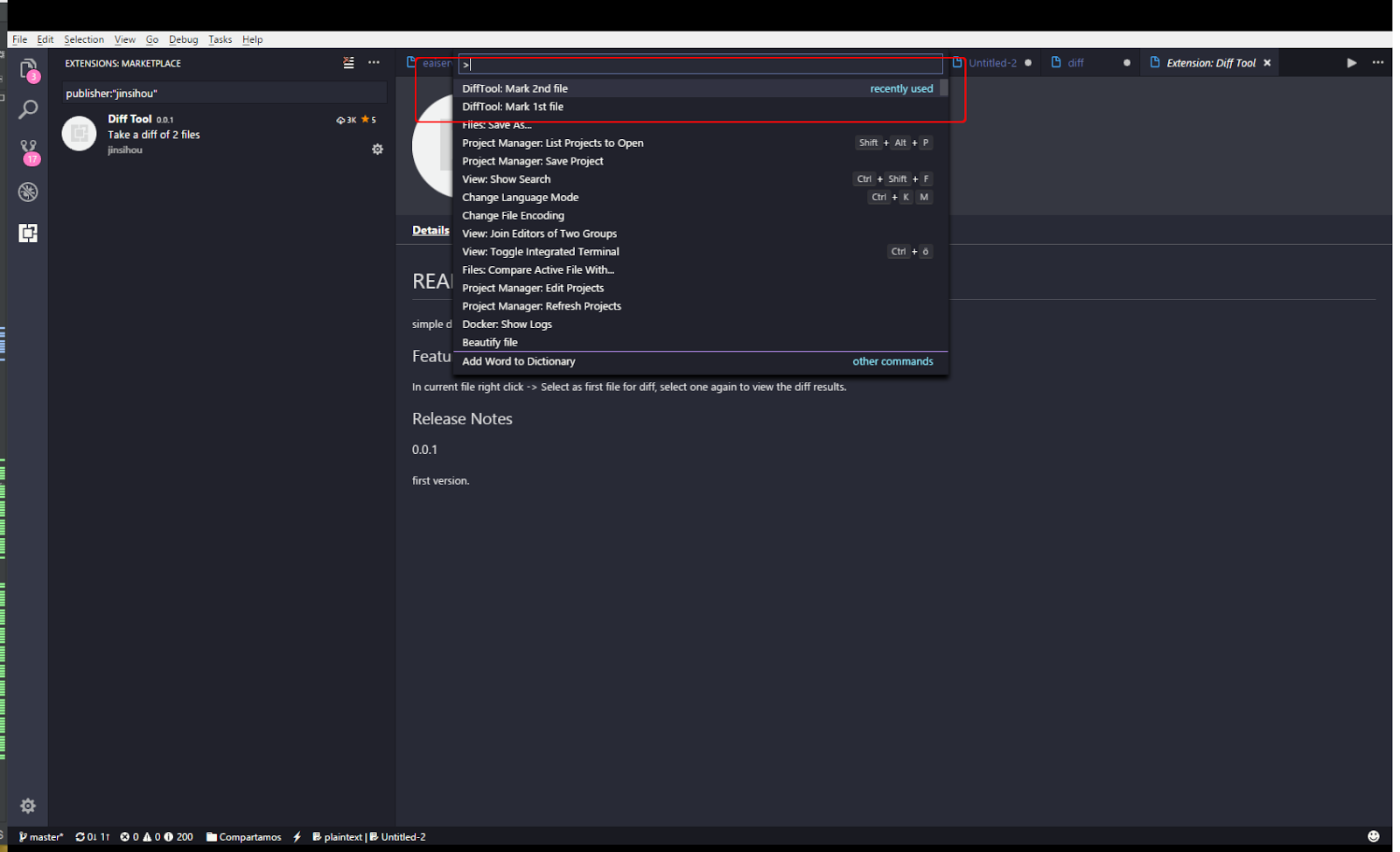 an enthusiastic austrian *nix/Linux user: compare two files in visual  studio code