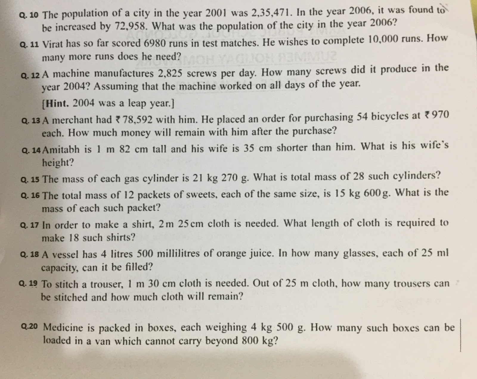 APS, Golconda | Priyanka Gupta: class 6 / MATHS HOLIDAY HOMEWORK