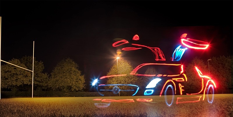 Mercedes SLS AMG light painting