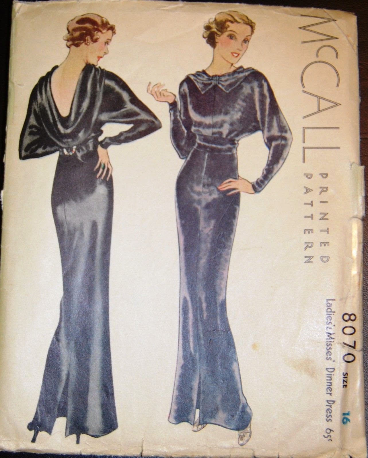 A Few Threads Loose: Sew Expensive... McCall 8070 1930's Evening Gown