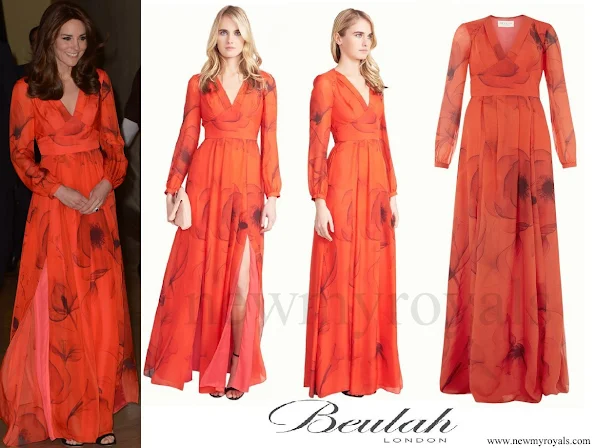 Kate Middleton wore Beulah London Juliet V neck Pleated Chiffon Gown