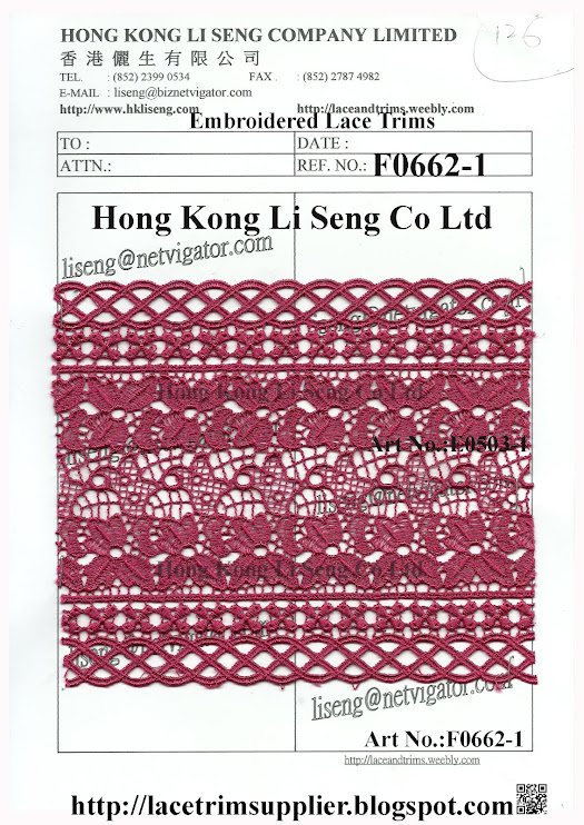 A good Stock Lot Lace Trims for Ready to Clothing Supplier: Hong Kong Li Seng Co Ltd
