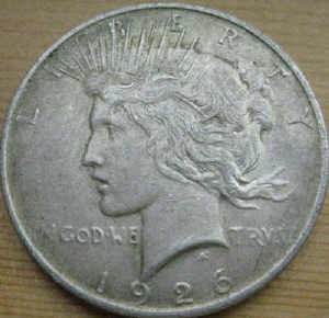 Peace Silver Dollar before cleaning