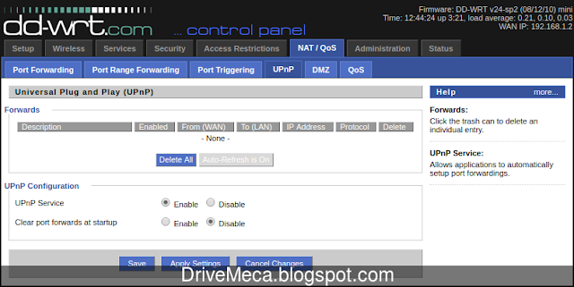 Cambiamos UPnP Service a Enable y guardamos cambios Cambiamos UPnP Service a Enable y guardamos cambios