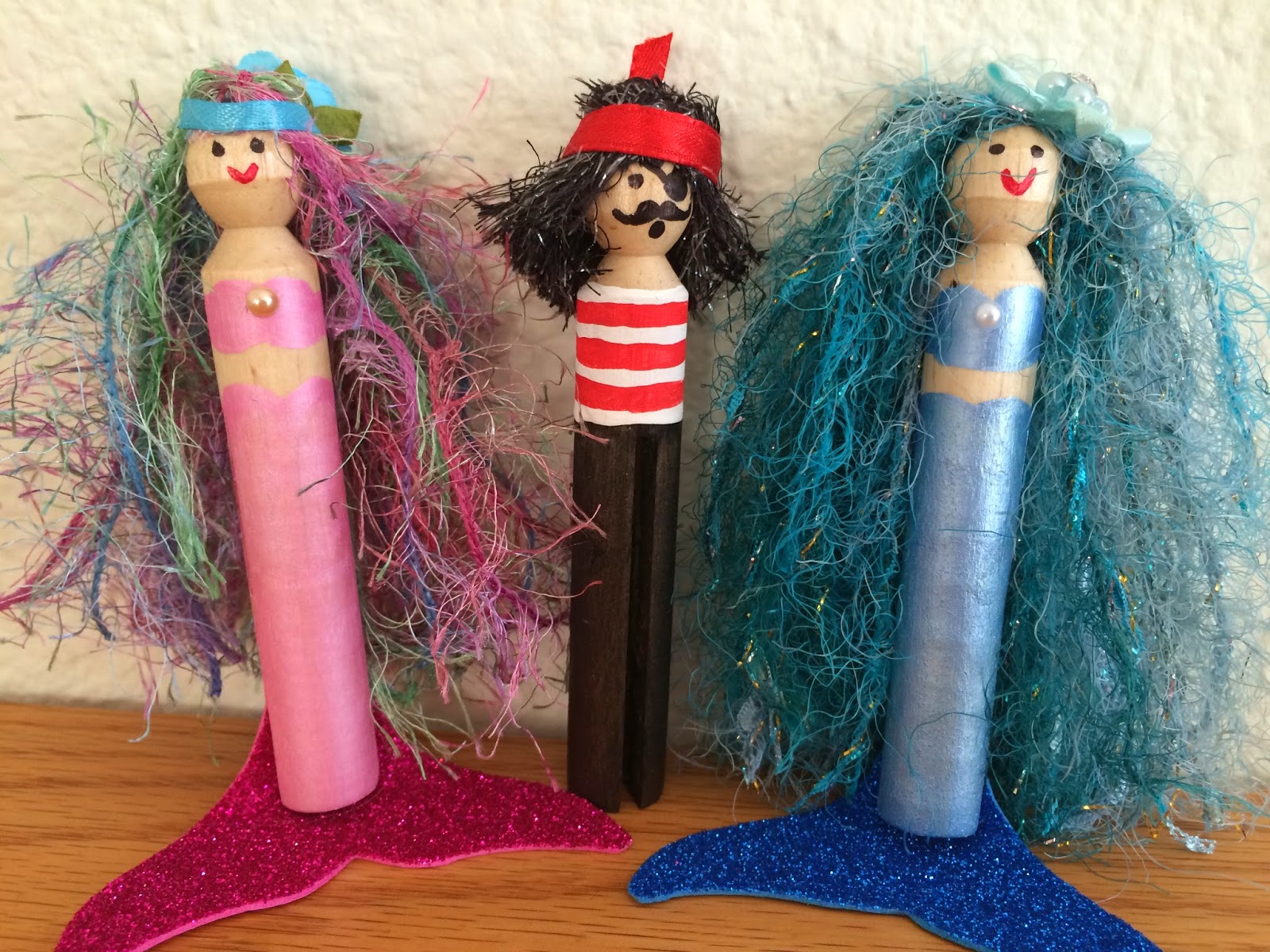 Kathy's Art Project Ideas Clothespin Mermaid and Pirates Craft