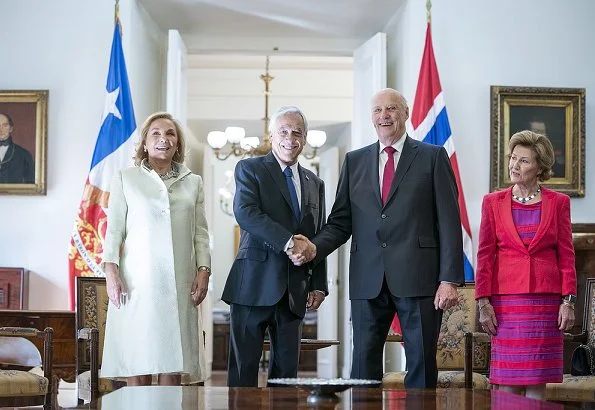 King Harald and Queen Sonja met with President Sebastián Piñera Echenique and First Lady Cecilia Morel de Piñera