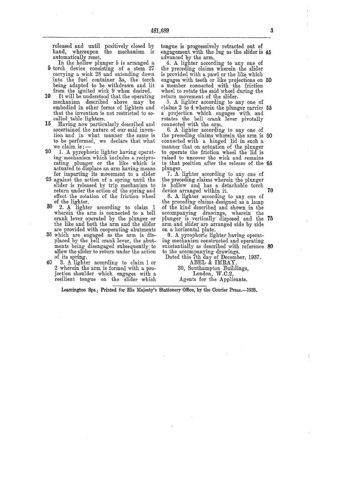 Table lighters collectors' guide Patent Alfred Dunhill, Roman Lamp