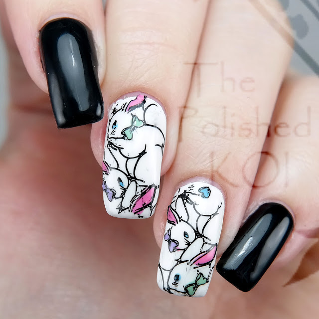 Creative Shop Stamping plate 61; White bunny nail art