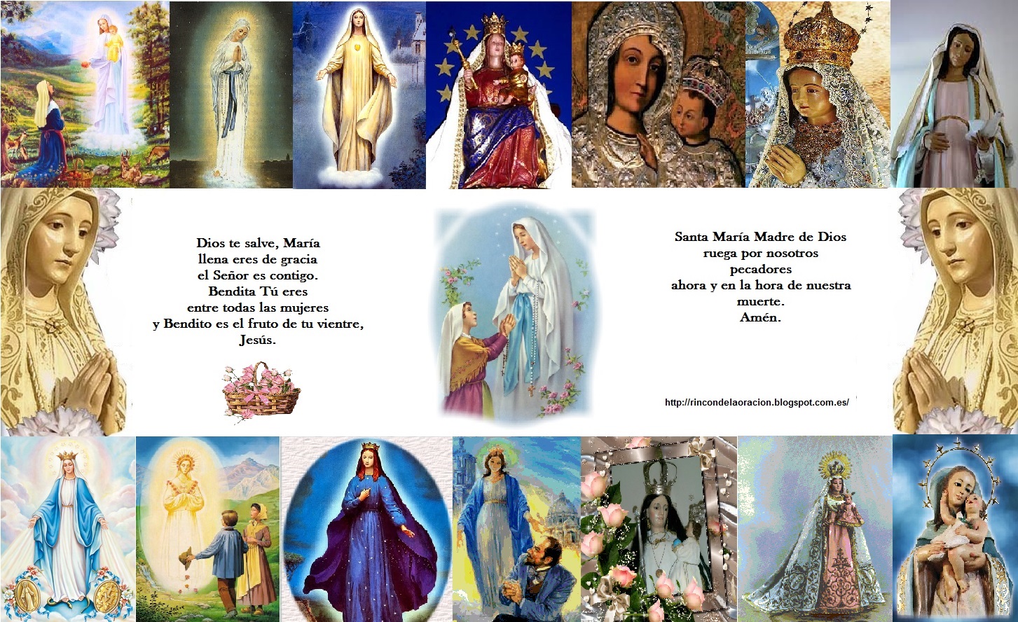 Rincón de la Oración Ave María con imágenes de varias advocaciones
