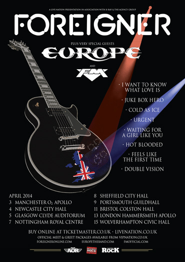 Foreigner / Europe / FM - UK tour 2014 poster