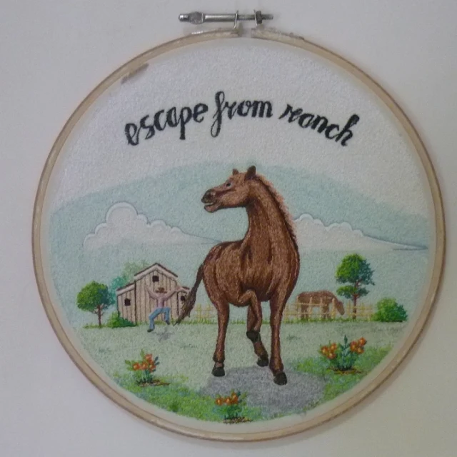 Horse Escape from Ranch Embroidery Painting