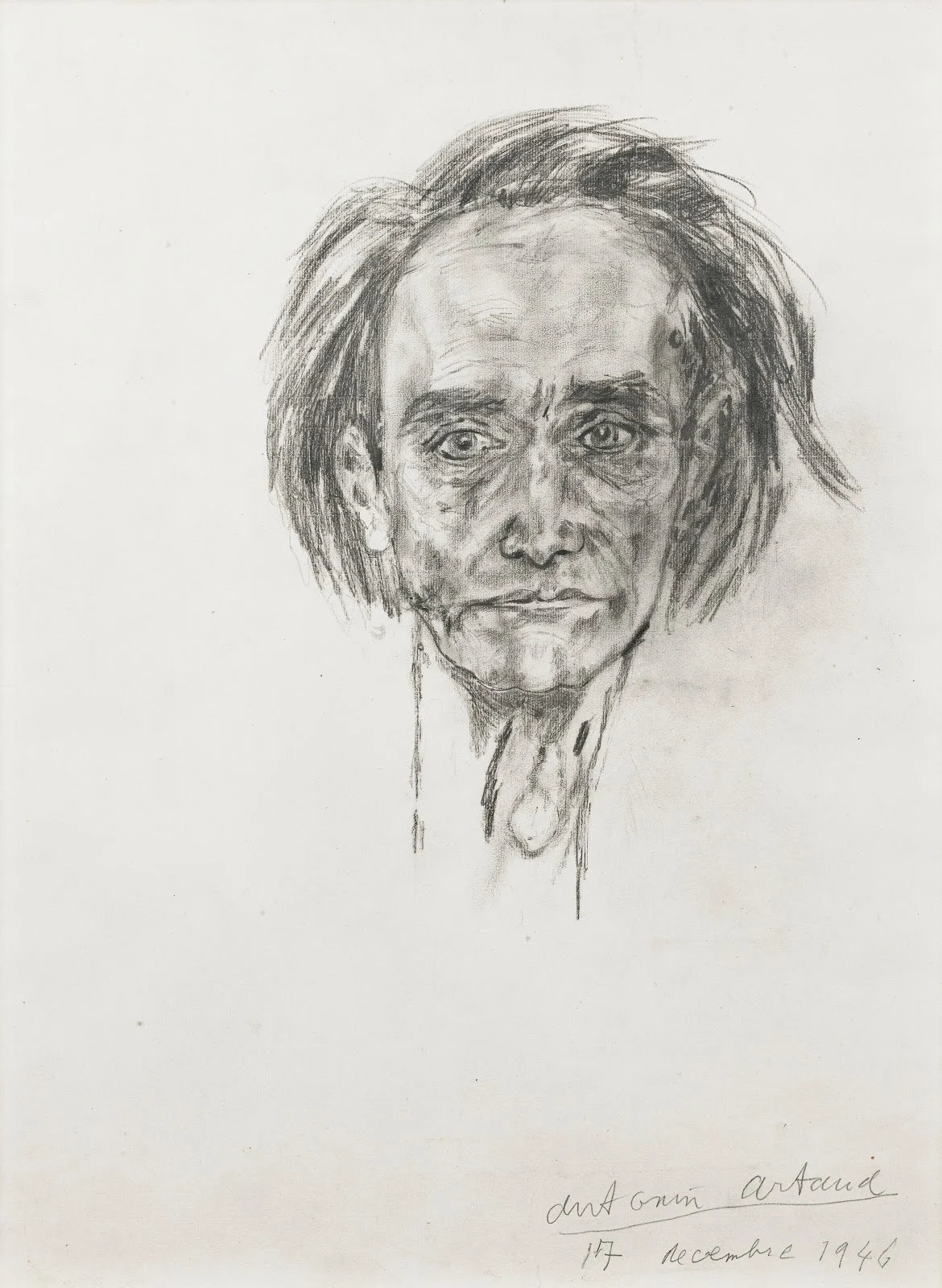アントナン・アルトーの自画像のデッサン（1946）