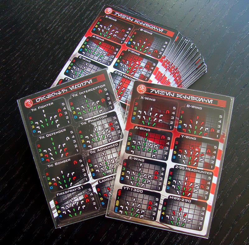 BLACK SIX RED SEVEN XWING ALLINONE MANUVER REFFERANCE CARDS BY MALMER