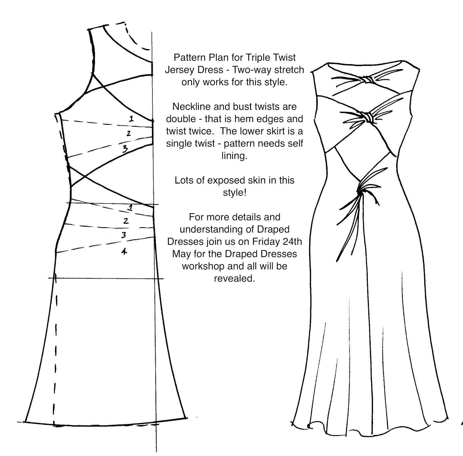 well-suited: Pattern Puzzle - Triple Twist Jersey Dress