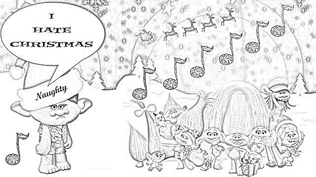 DreamWorks Trolls coloring pagees holiday.filminspector.com