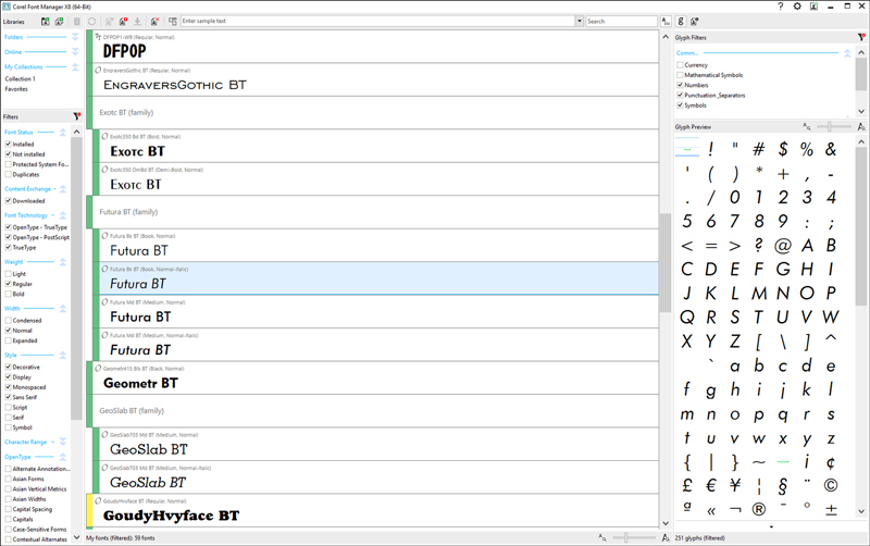 CorelDRAW X8 - Corel Font Management