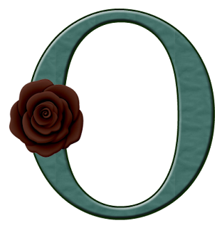 Abecedario Verde Azulado con Rosas Corintas. Blue-Green Alphabet with Maroon Roses. Falta la L.