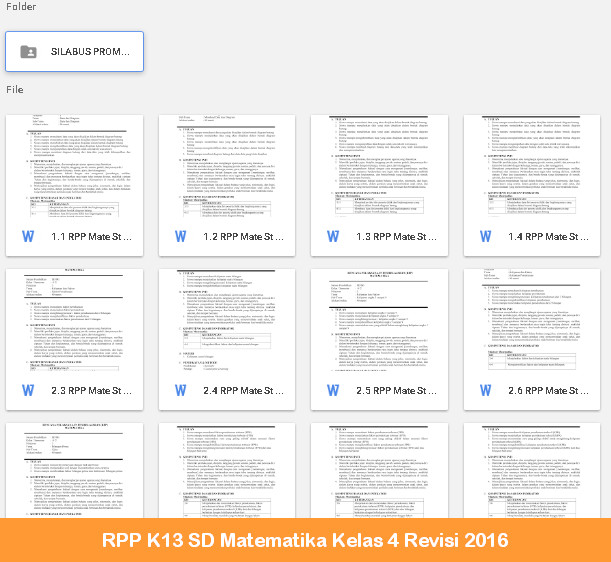 RPP K13 SD Matematika Kelas 4 Revisi 2016