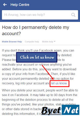 Click Let Us Know permanently-delete-facebook-account