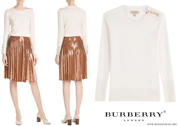 Princess Marie wore Burberry Cashmere Button Shoulder Sweater