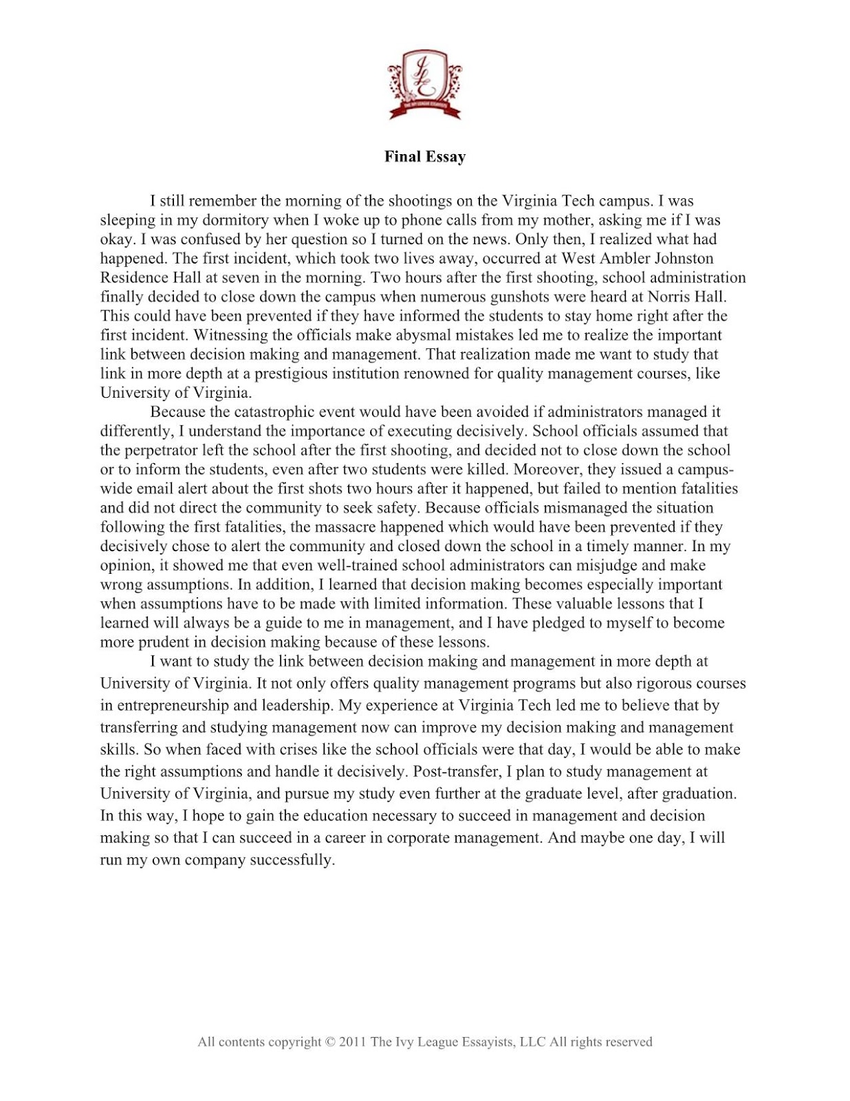 Virginia tech college essay prompt 2013
