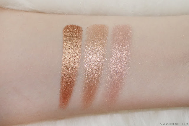 Innisfree Mineral Single Shadows Review and Swatches - Shimmer 05, Glitter 04, Glitter 08