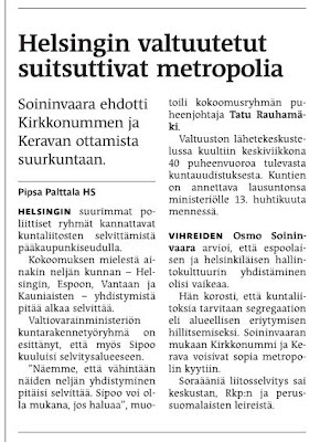 "Helsingin valtuutetut suitsuttivat metropolia"