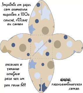 Estrellas Beige y Azul: Cajas para Imprimir Gratis. Estrellas Beige y Azul: Cajas para Imprimir Gratis.