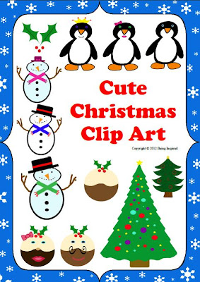 Cute Christmas Clip Art - Penguins, Snowmen, Christmas Trees