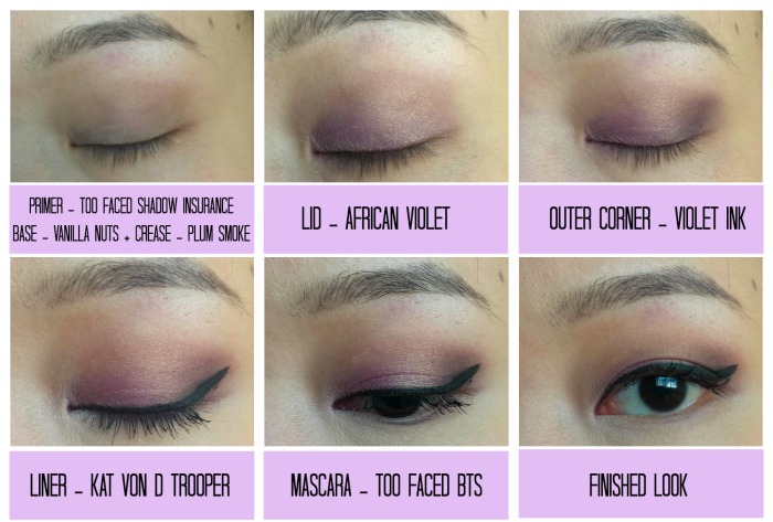 FOTD | Sparkly Purple Prom Makeup 2.0, laura mercier eye artist's palette, vanilla nuts, african violet, plum smoke, violet ink, kat von d tattoo liner trooper